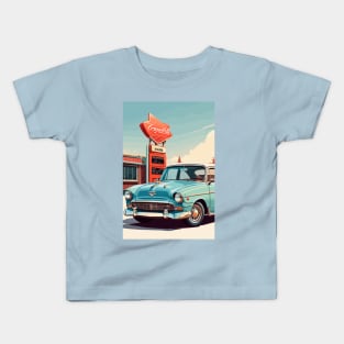 Classic American Chevy Blue Muscle Car Kids T-Shirt